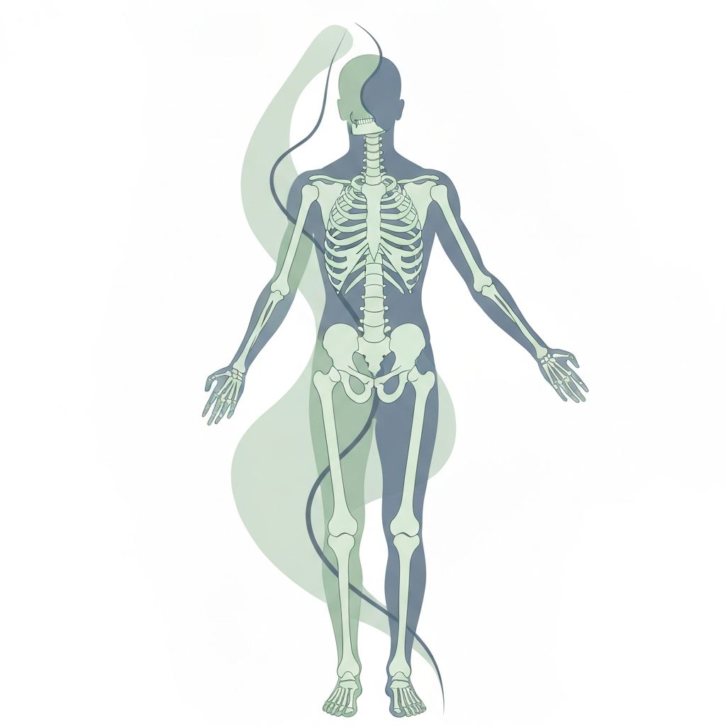 Abstract illustration of body mechanics and skeletal structure